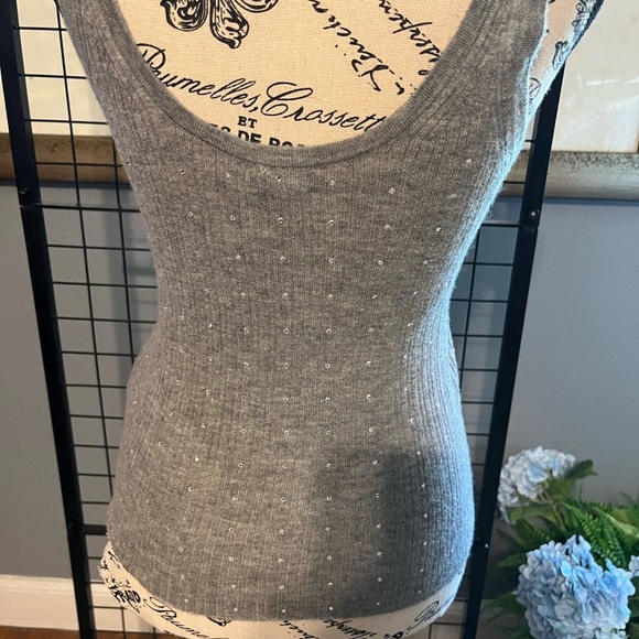 Gray Cashmere and rhinestone tank by J crew. Stretch! - Picture 3 of 9